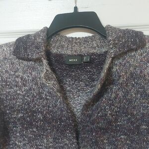 Mexx, Size L, VINTAGE, Purple, and Gray Knit Cardigan.